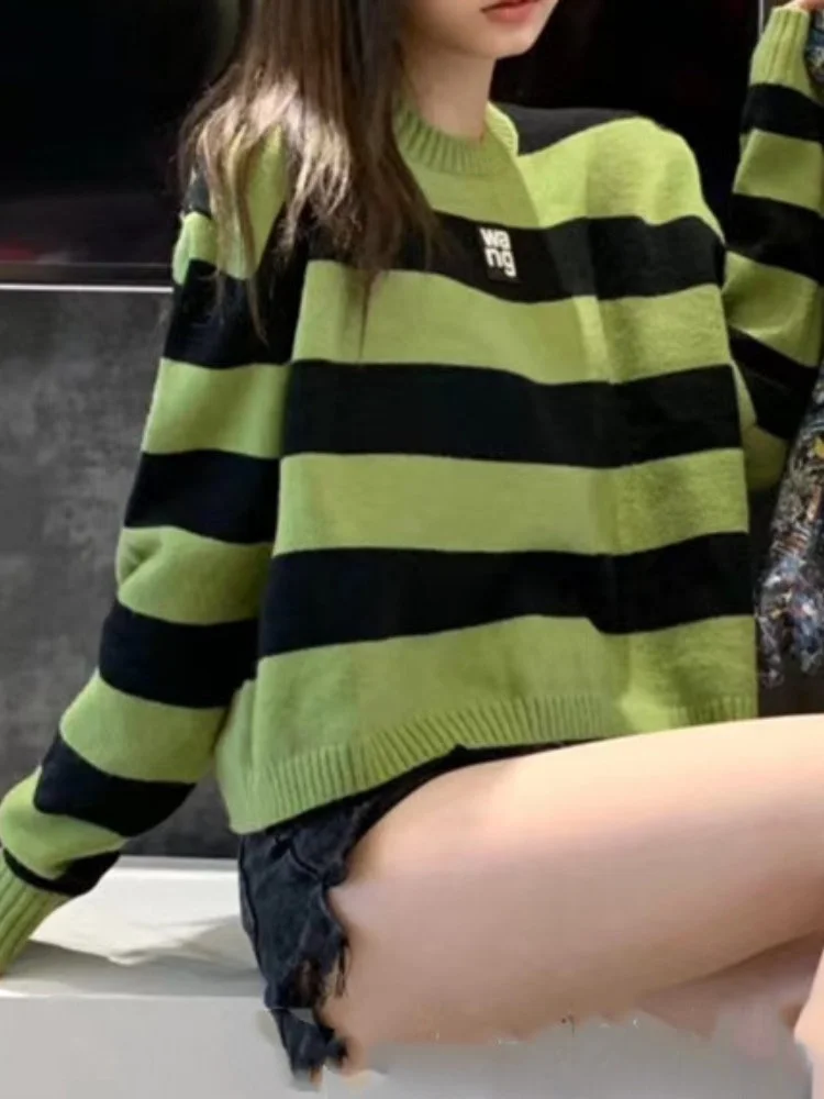 

Женский вязаный свитер в полоску Inner Wear Street Sle round Ne Long Sve Slim Fit Print Другое Материал 00% Осень F...