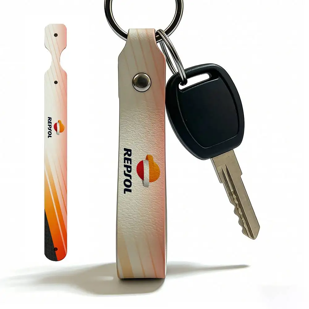 For Repsol PU Leather Motorcycle Keychain Universal Motorbike Key Ring Holder For Riders Men Gift