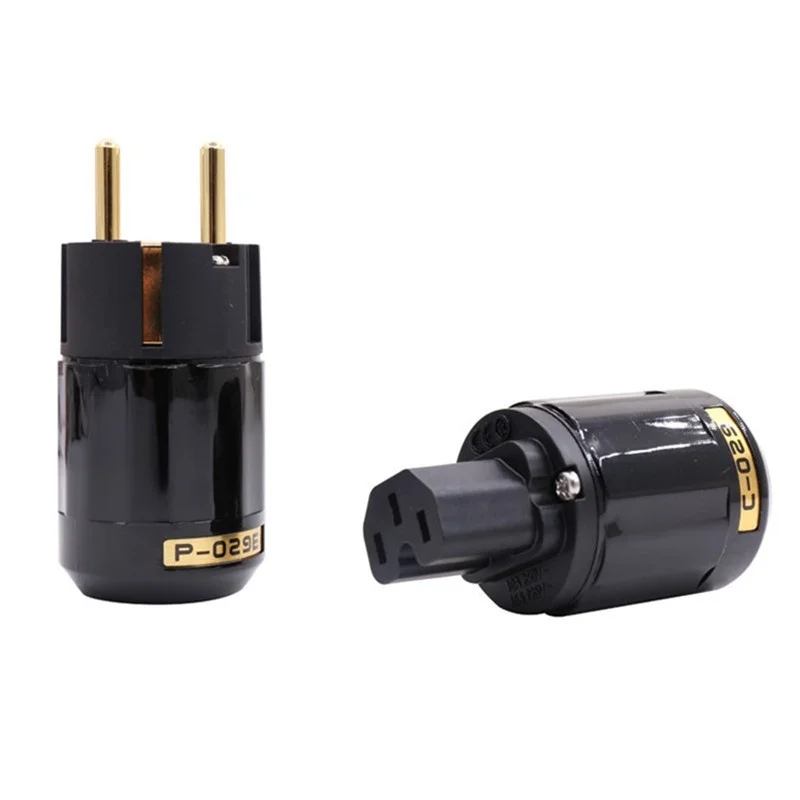 QINCROWN Oyaide P-029E/C-029 One Pair Gold Plated  Schuko Eu Power Plug HIFI Audio IEC Female Connector