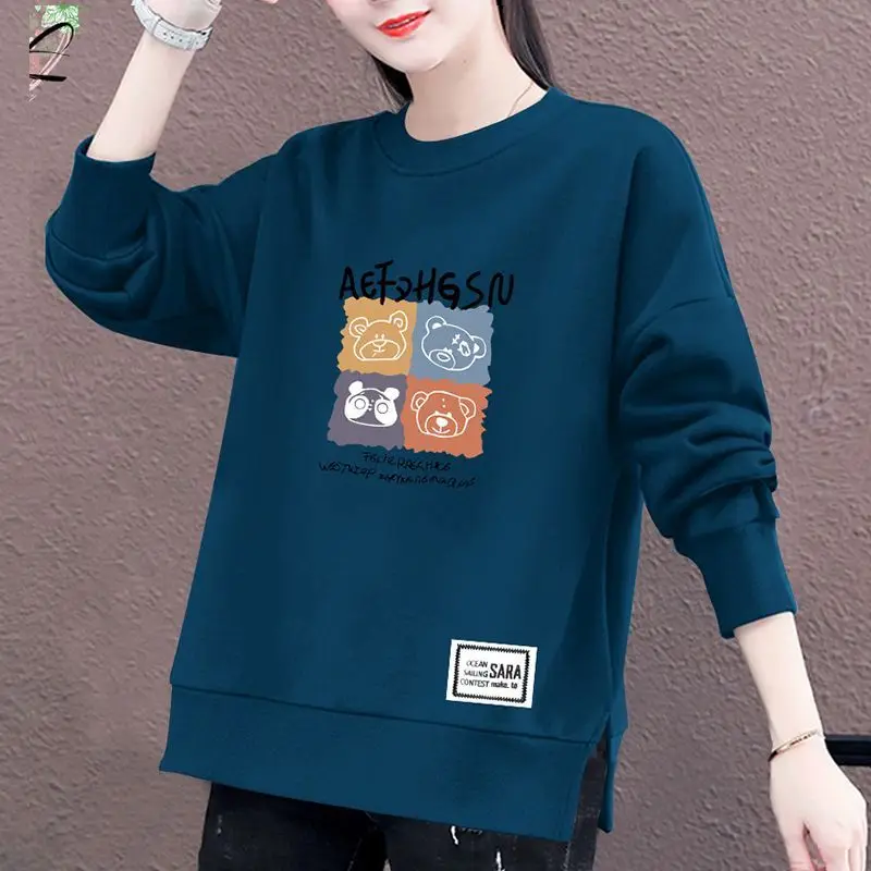 Primavera Autunno Girocollo Stampa geometrica Cartoon Lettera Lanterna Manica lunga Abbigliamento donna Pullover Felpe casual Top