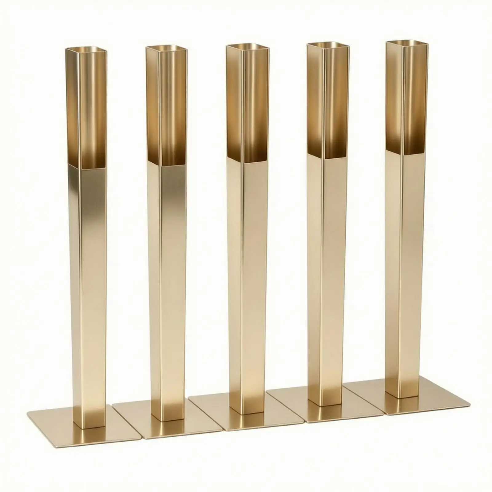 5 Pieces Slender Metal Tabletop Vase Slim Tall Square Tube Vase for Narrow Areas, Dining Table