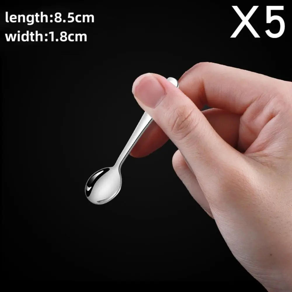 

5pcs Quality Stainless Steel Mini Spoon Rust Prevention Ice Cream Coffee Tea Spoons Flavoring Spoon Household