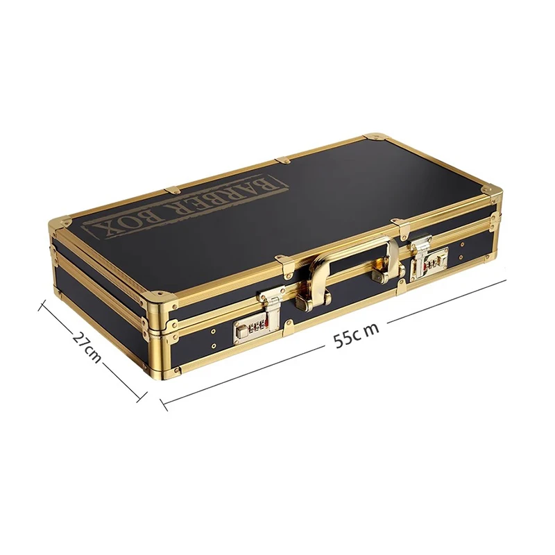 Professional Barber Oil Head Toolbox European And American Style Push Shear Storage Suitcase, Hairdressing Master Password Oil