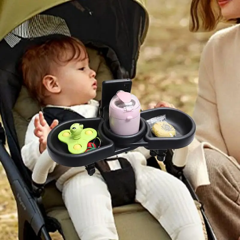 Snack Tray For Stroller Multifunctional Stroller Cup Holder Snack Drink Organizer Flexible Cup Holder With Tray Stroller