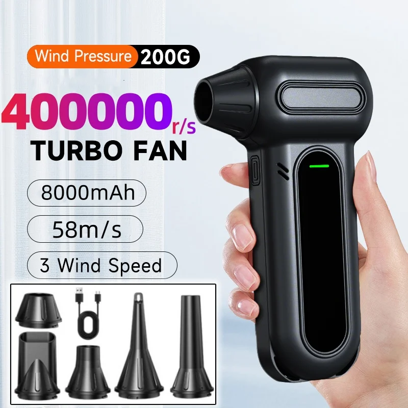 

Powerful Dust Blower 400000RPM Brushless Motor Outdoor Air Duster Blower Type-C Rechargeable Air Blower Cleaning PC Turbo Fan