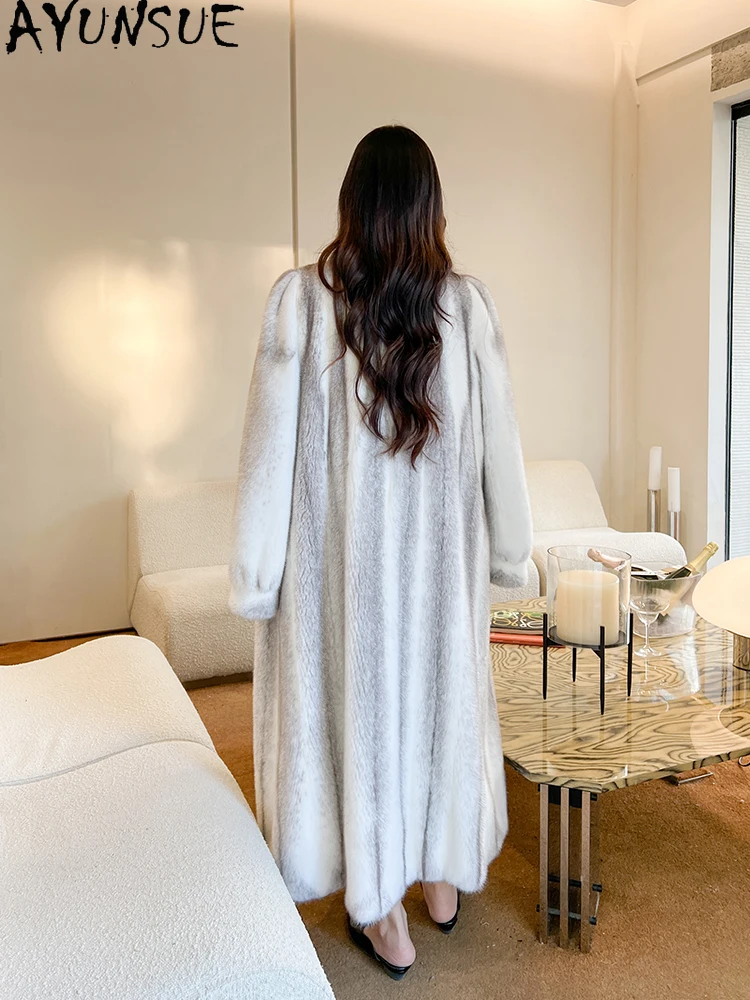 Ayunsue casaco de pele de vison natural mulher luxo 2025 novo inverno de alta qualidade casaco de pele real roupas femininas vison inteiro Шу onder Ж misce