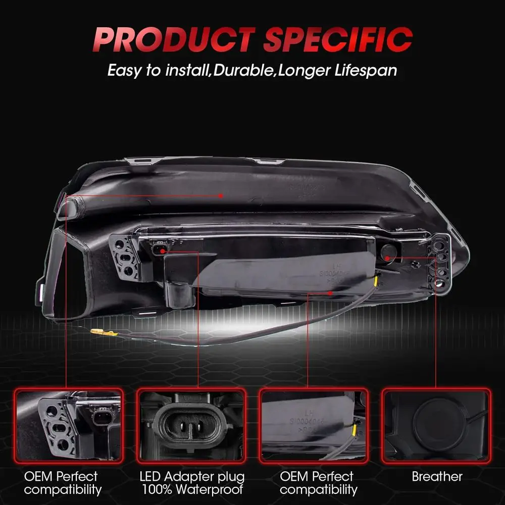 مجموعة إشارة الانعطاف LED لسيارة Honda Accord لعام 2018-2020 مع عدسة شفافة، تتضمن مفتاحًا ومجموعة أسلاك #6