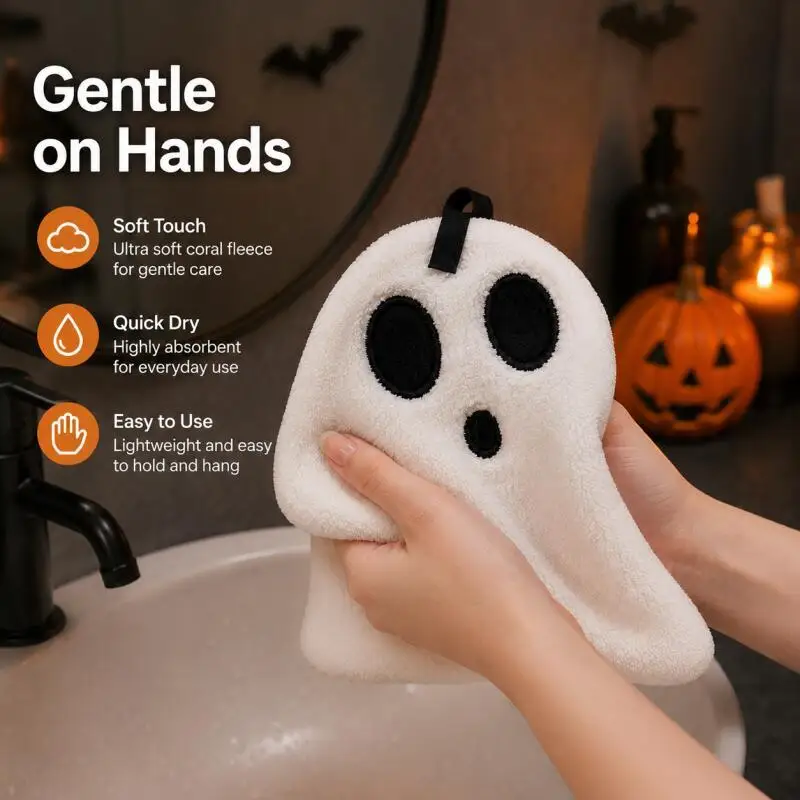 Halloween Ghost Hand Towels, Cute Hanging Towels for Bathroom Sink Kitchen Party Decor