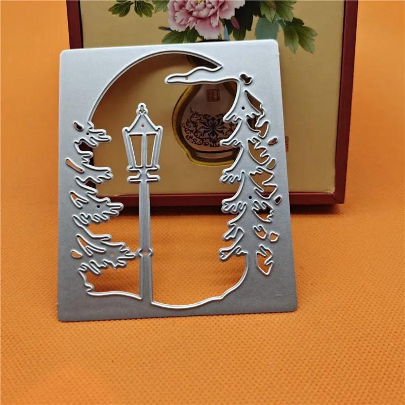 DIY Christmas Tree Cutting Dies Street Lamp Background Embossing Children\'s Intelligence Development Carbon Steel  Die