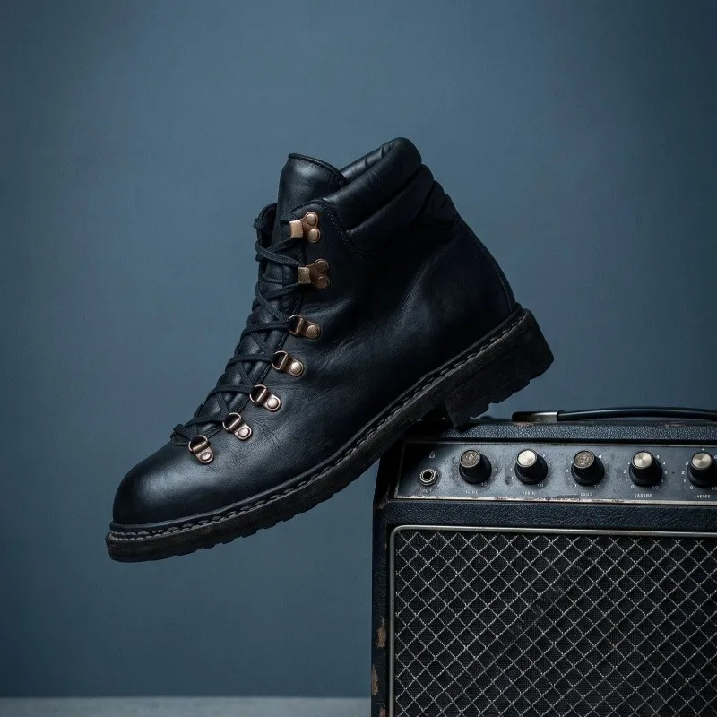 Designer Genuine Leather Outdoor Hiking Boots Men's Shoes Horseskin Desert Motorcycle Work Chelsea Boots Male Casual Ankle Boots
