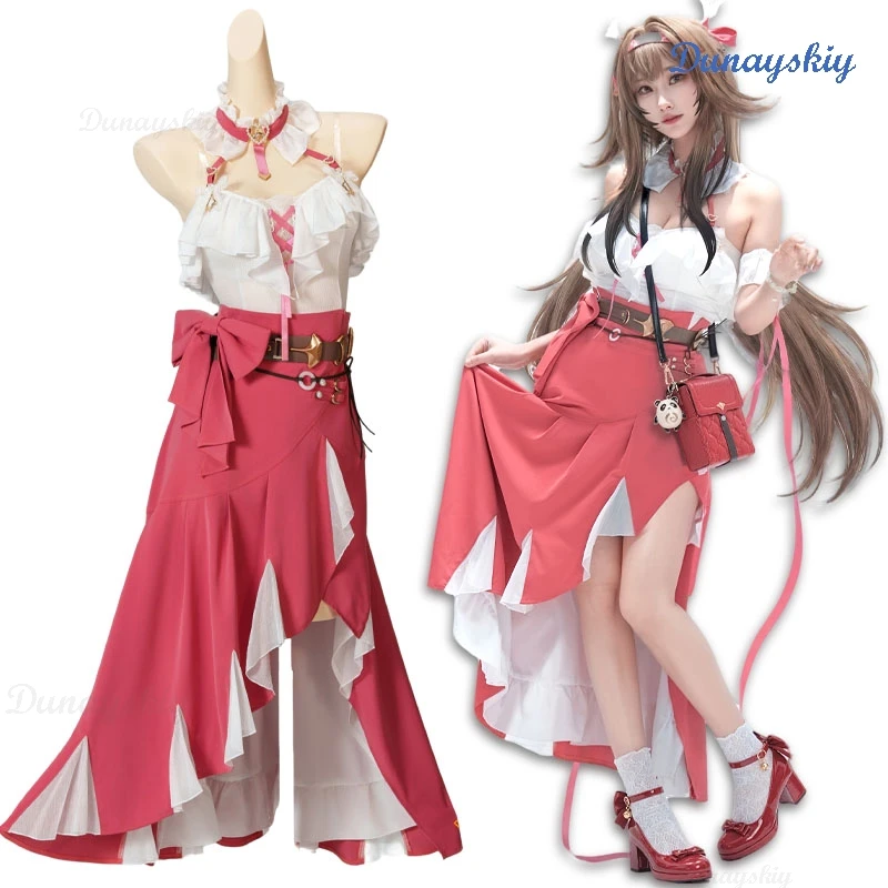 

Костюм для косплея Яэ Шунгуан из Zenless Zone Zero, наряд агента, одежда «Светлое утро», для взрослых, женский, розовая юбка