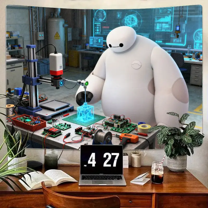 

1 шт. Baymax Big Hero 6 AI робот лабораторный гобелен современный полиэстер настенное искусство гостиная спальня декор в общежитии подарок для фанатов техники