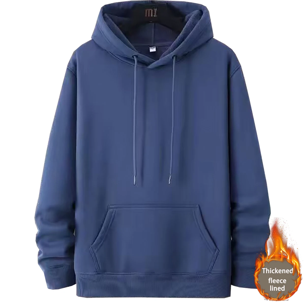 Men's Solid Color Hoodie With Thickened Fleece Young People Hooded Sweatshirt Autumn Winter Couple Student