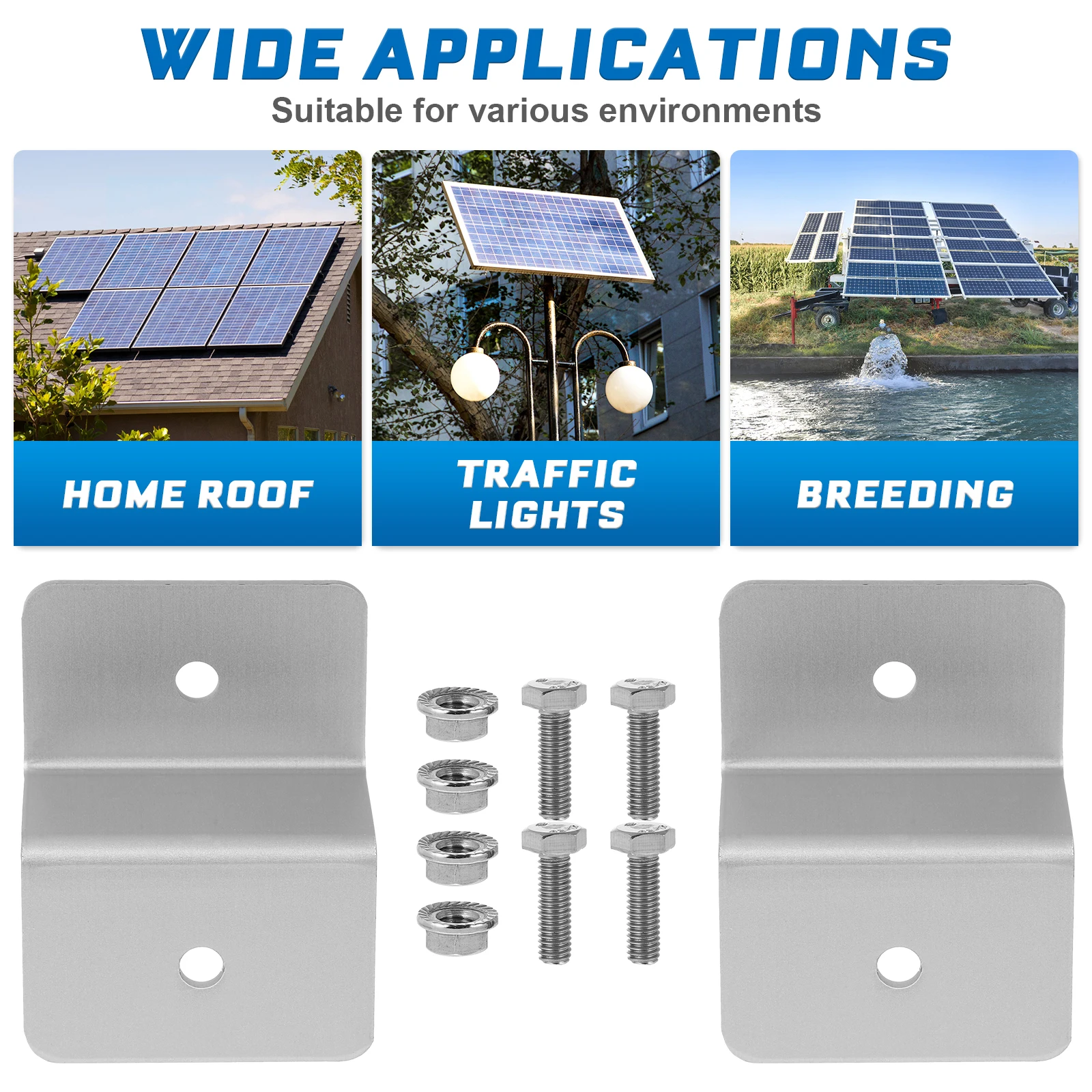 

4pc Solar Panel Mounting Z-Bracket Aluminum Lightweight Rustproof For Rv Boat Wall Off-Grid Roof Installation Solar Panel