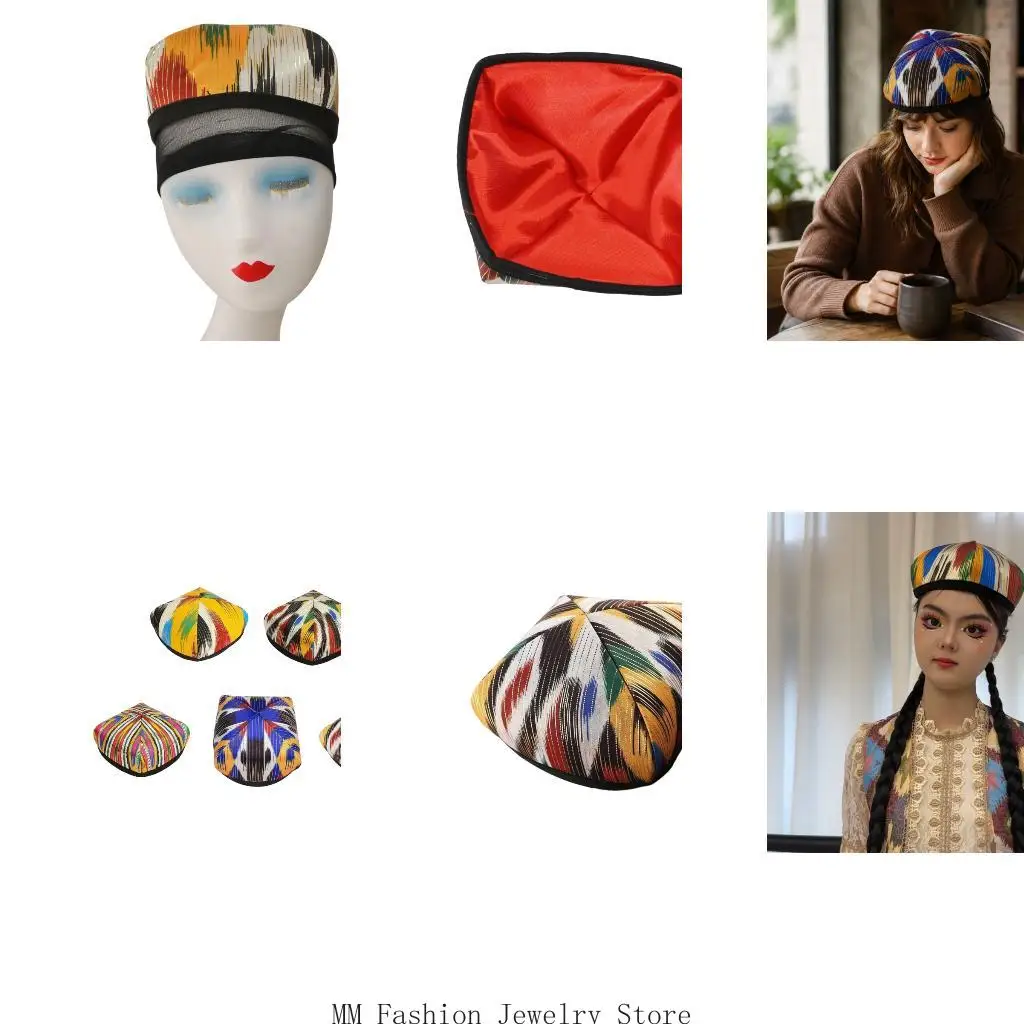 Photo Styling Four Corner Hat with Textile Detail and Fabric Texture D0UB