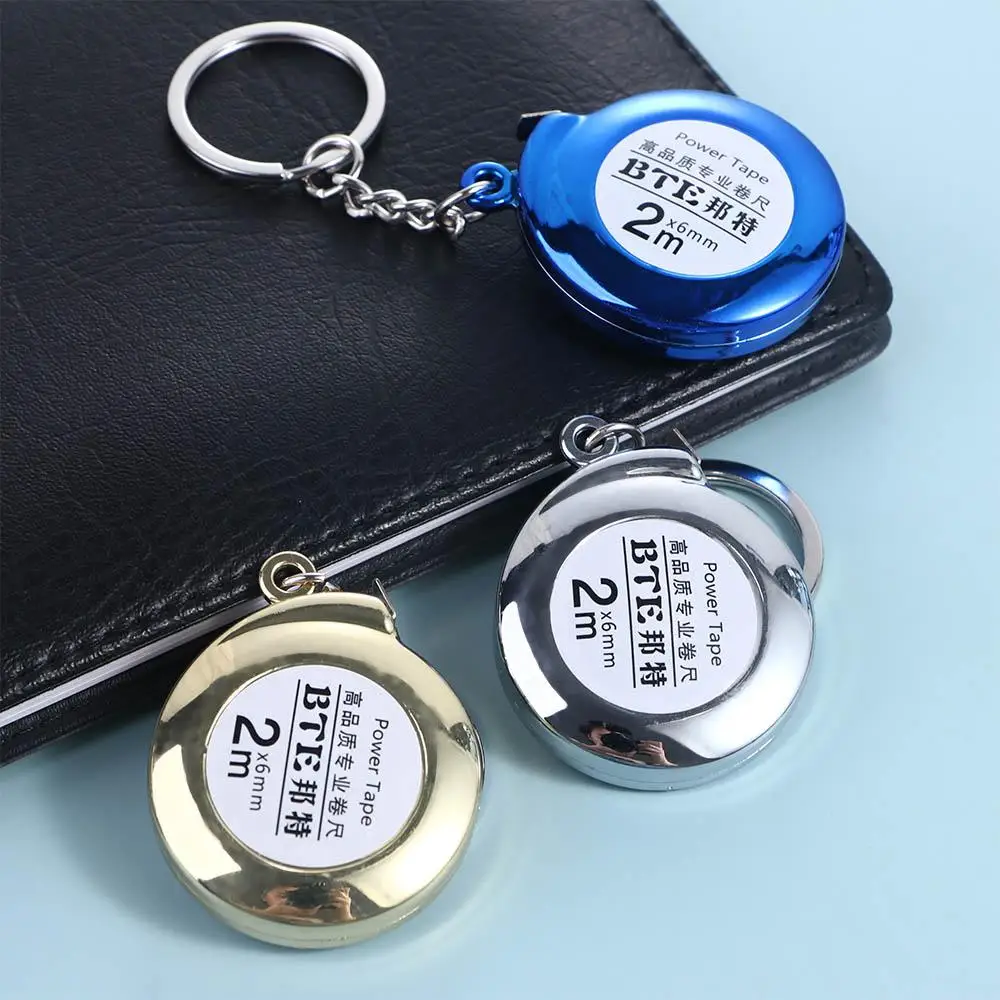 Delicate Retractable Ruler 2M Mini Roulette Measure Tape Keychain Multipurpose Steel Tape Measure Centimeter