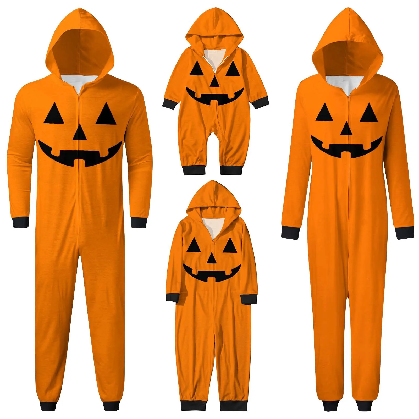 Pumpkin Pajamas Set For Family Horror Halloween Carnival Sleepwear Casual Nightwear Women Men Clothes Matching Outfits Jumpsuit