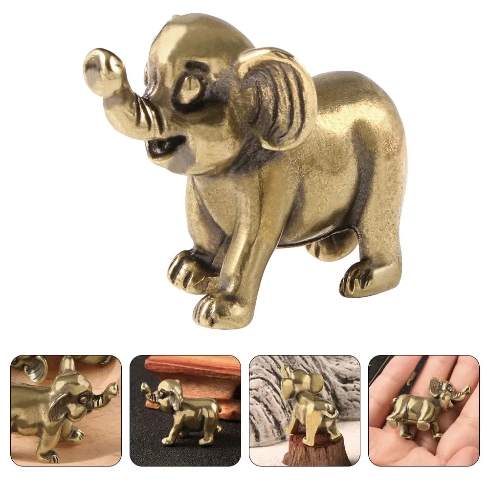

Brass Elephant Ornament Desktop Sculpture Decor Mini Animal Craft Gift For Home Office Party Durable Smooth Surface Living Room