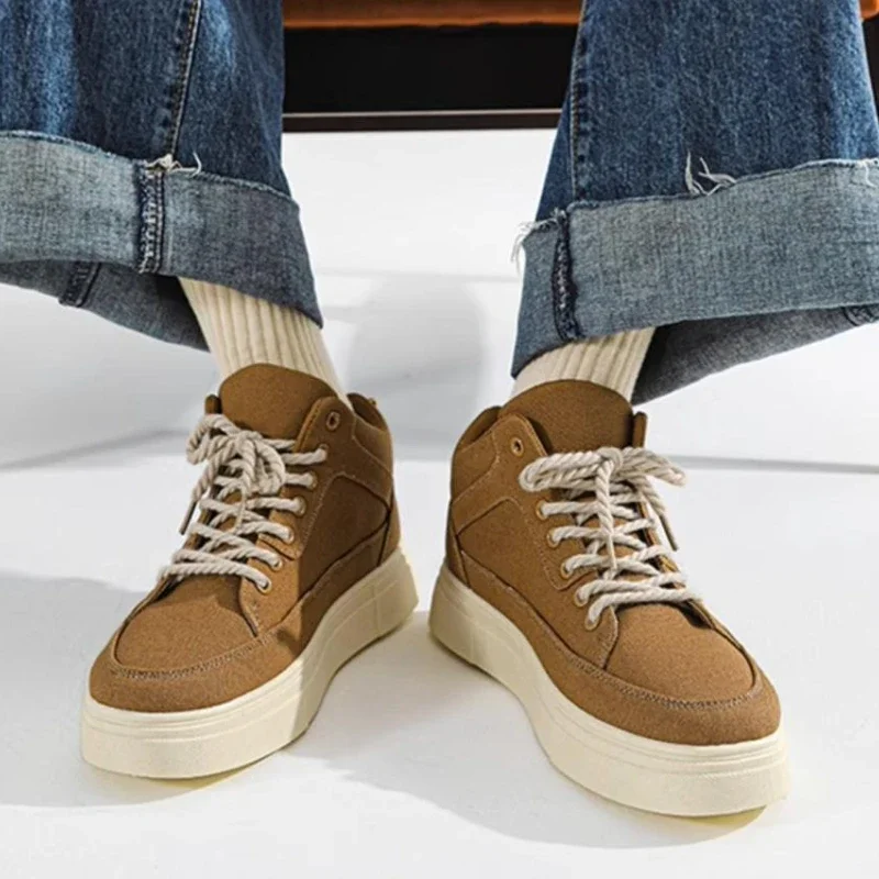 نعل سميك الارتفاع زيادة عالية أعلى قماش أحذية رجالية ربيع الخريف طالب رياضي عارضة الكورية خمر أحذية رياضية عصرية #1