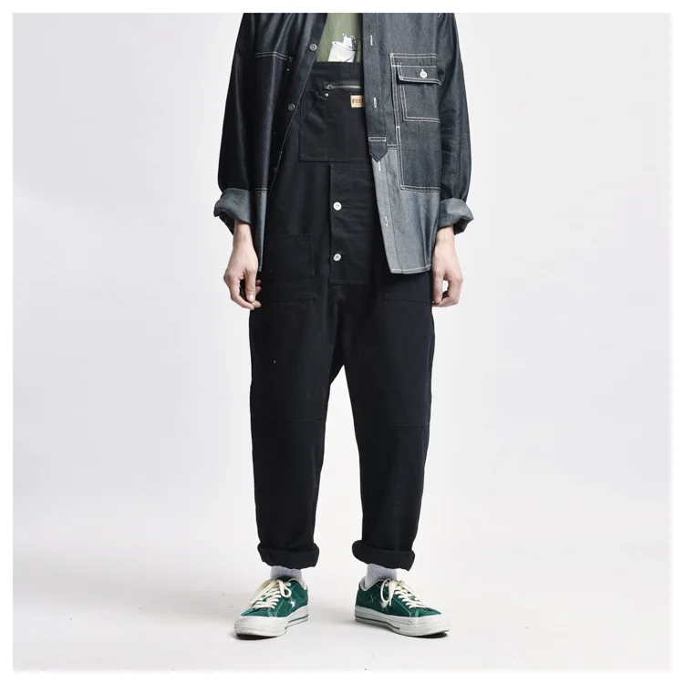 Amekaji Multi-pocket Overalls Mens Outdoor Workwear Clothes Retro Casual Loose Baggy Cargo Pants Trousers Work Jumpsuit Men