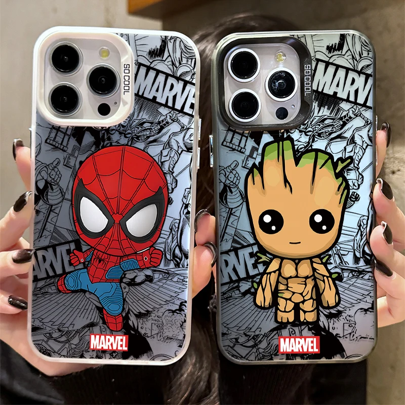 Funda de teléfono Marvel Spider-Man para iPhone 17 16 15 14 13 12 11 Pro Max Plus 17 Air 16E X XR XS Max cubierta dura a prueba de golpes