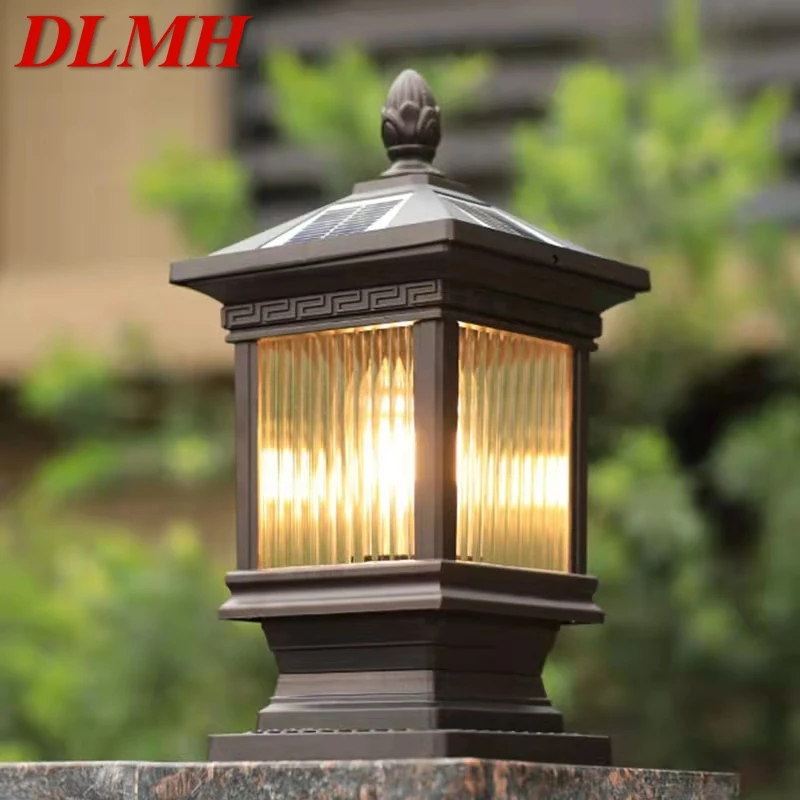 

DLMH Outdoor Solar Post Lamp Classical Retro Waterproof Courtyard Led for Decoration Garden Balcony Villa Wall Light