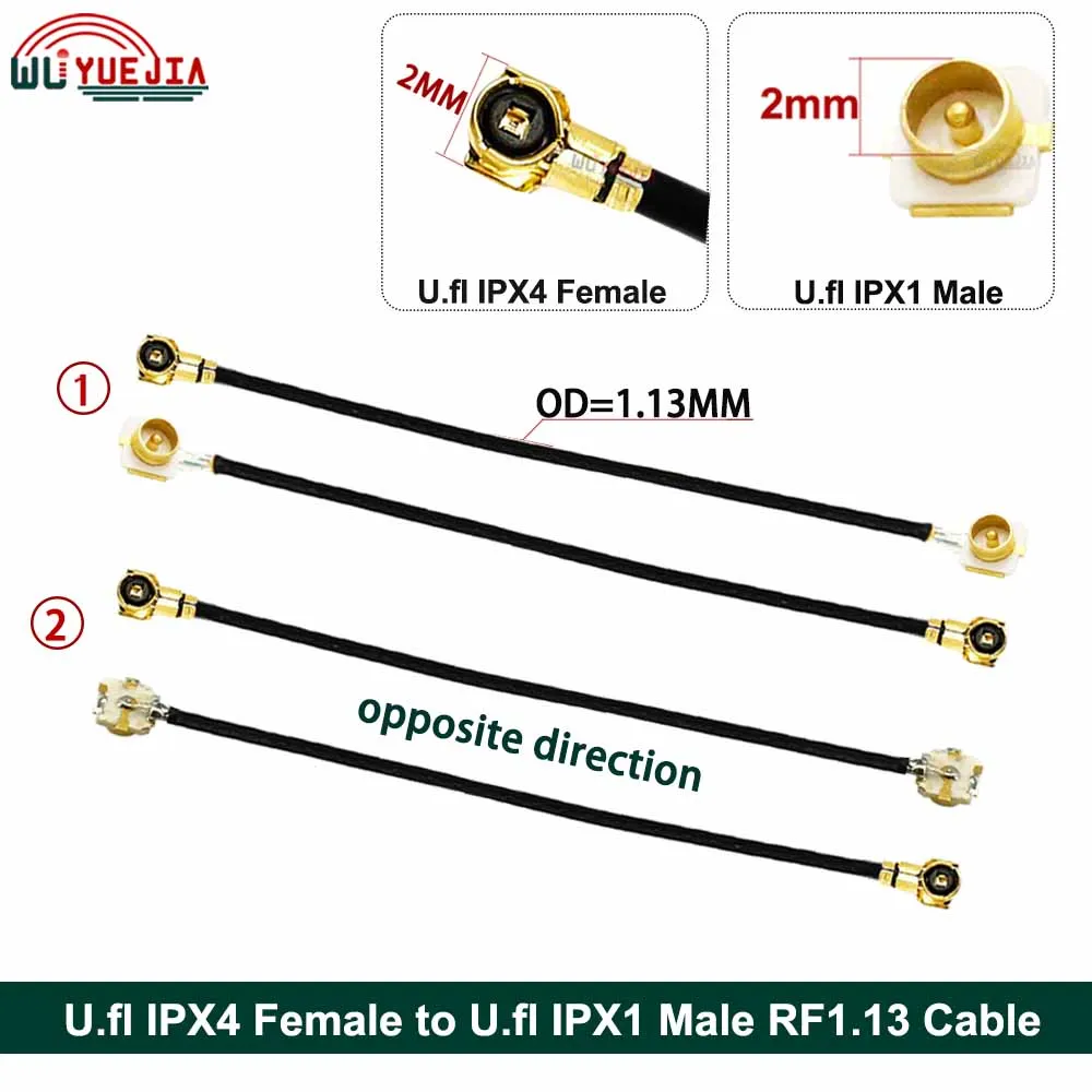 2Pcs U.fl IPX1 RF1.13 Cable IPX-1 MHF4 Male Plug to IPX-4 Female Jack Connector U.FL Coaxial Jumper WIFI 3G 4G Extension Cable