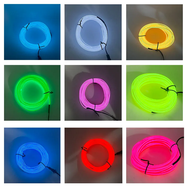 1M/2M/3M/4M/5M/10M Samochodowe światło neonowe Dance Party Decor Light Neonowa lampa LED Elastyczna lampa EL Wodoodporna wewnętrzna taśma LED