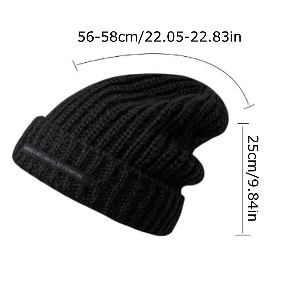 2025 gorros tejidos de otoño e invierno a la moda para hombre, gorro cálido y frío de talla grande, gorro tejido holgado con cabeza grande para hombre
