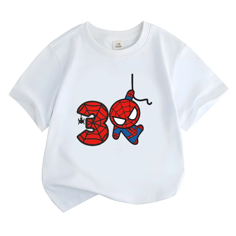 Spidey and His Amazing Friends Tshirts Spidey Baby Funny Number 2-9 Tshirt Comfortable Breathable Top Summer Children Cotton Tee