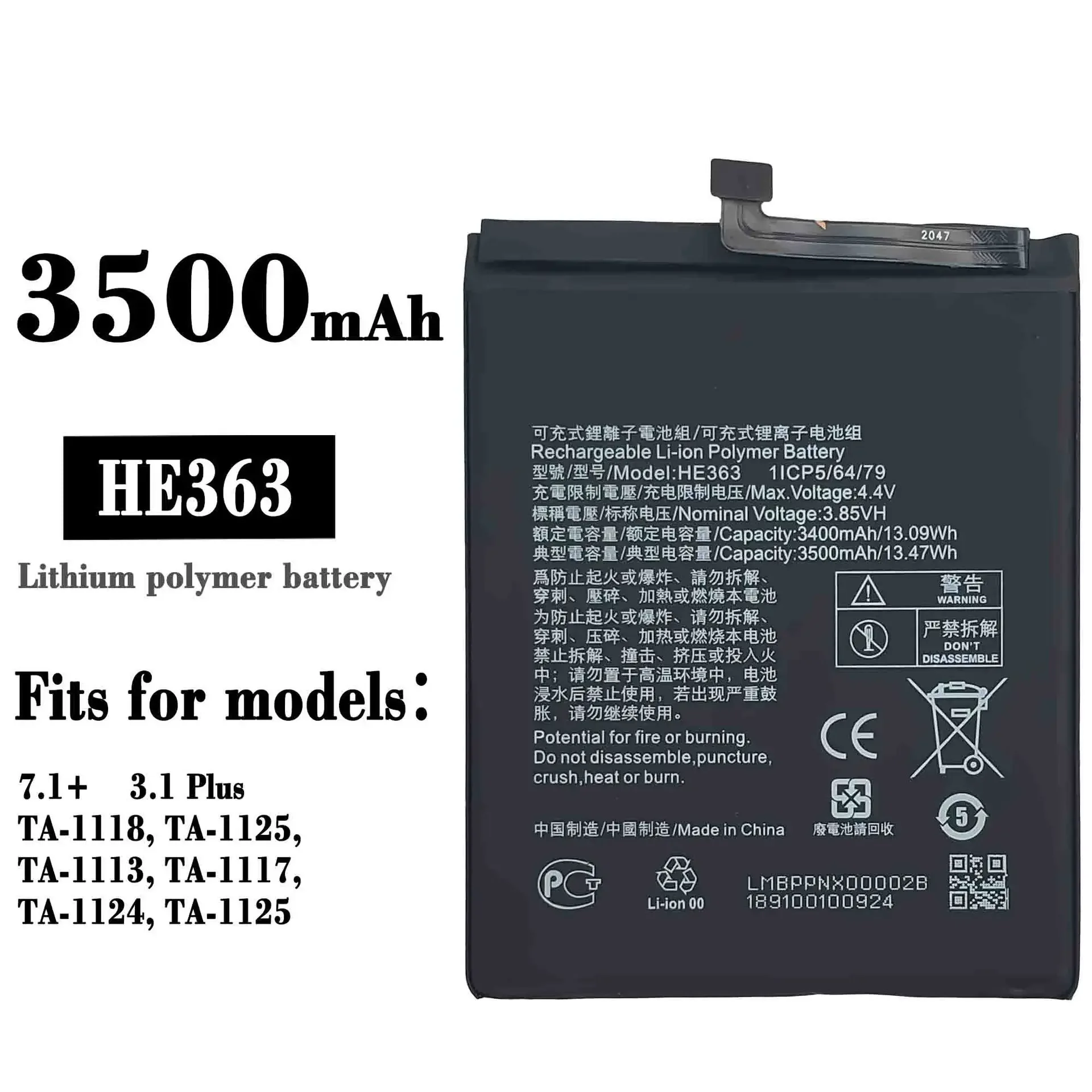 

HE363 3500mAh Battery For Nokia X7+ 3.1PLUS TA-1113 TA-1118 TA-1124 TA-1125 HE 363 Batteries Bateria