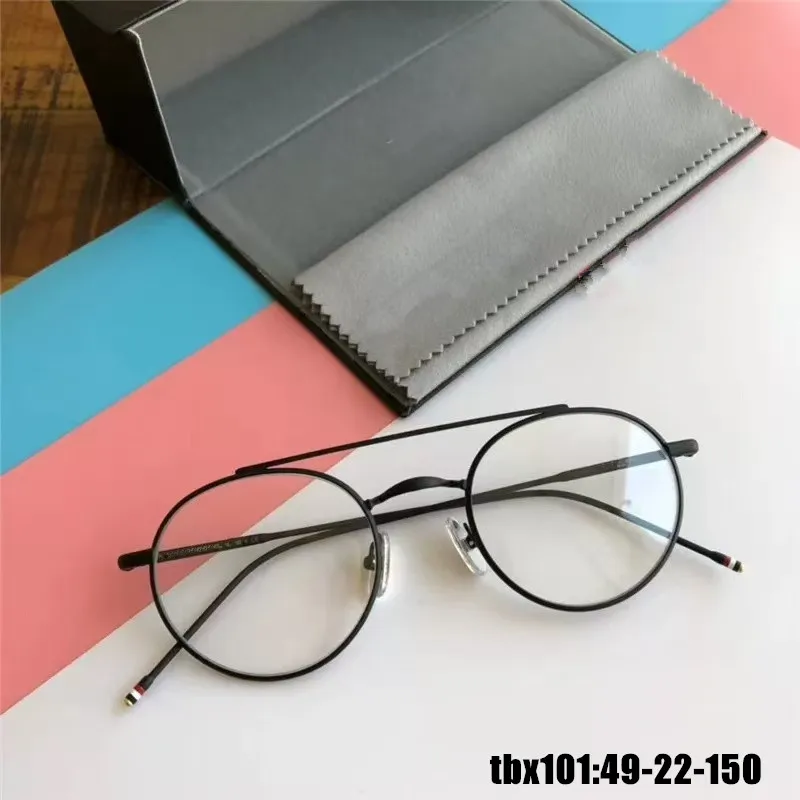 

New High Quality Titanium Glasses Frame tbx101 York Brand Ultralight Eyeglasses Men Women Retro Round Double-Beam Spectacles