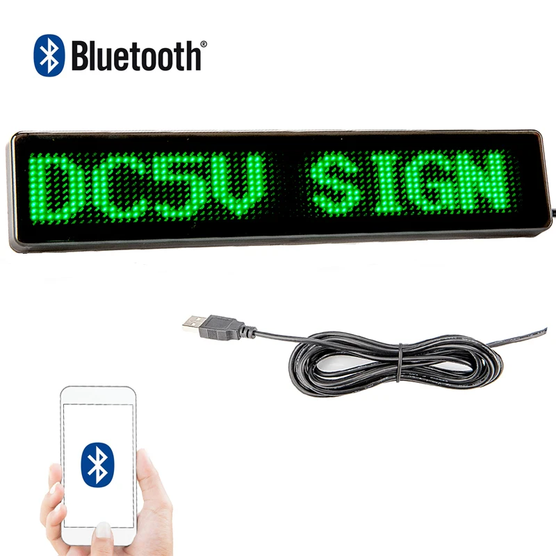 

Bluetooth Led Car Sign Green Message Screen APP Programmable Scrolling Led Display Board for Car Rear Window Storefornt 23CM