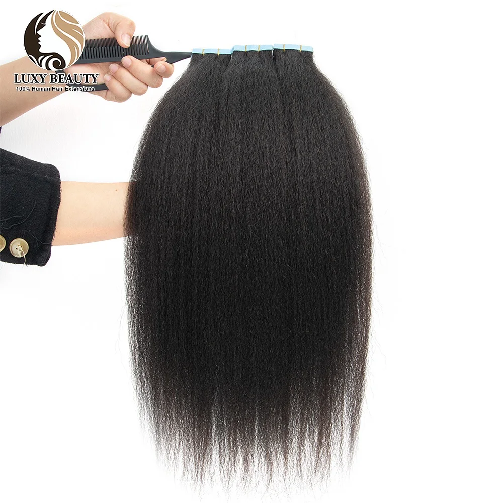 Kinky Straight Invisible Tape In Human Hair Extensions 12