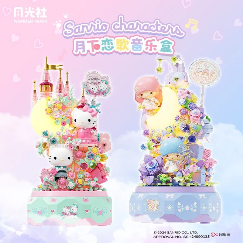 Wonder Moon Sanrio Hello Kitty Building Blocks Set Carillon fai da te a 8 melodie Regalo creativo per ragazze Regalo di compleanno