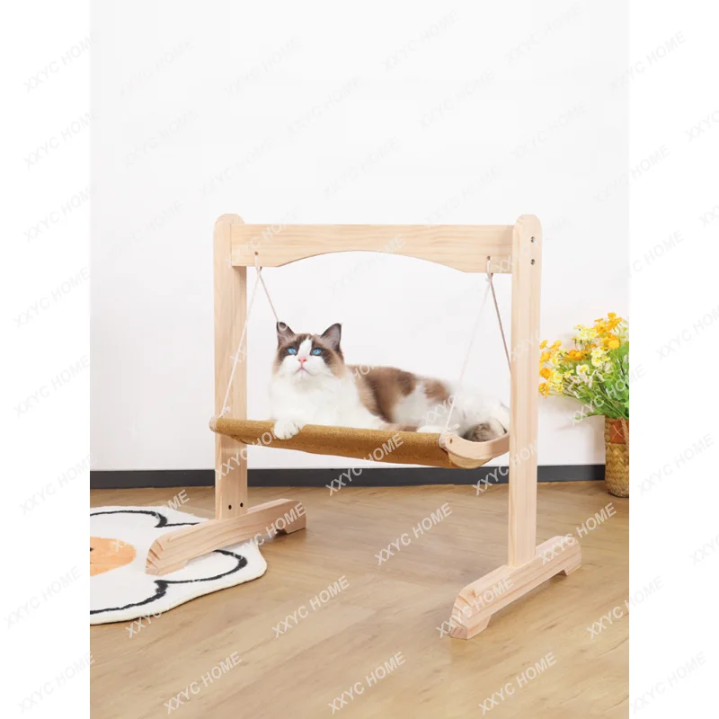 Cat Hammock Swing Window Hanging Nest Summer Hanging Cat Bed Hanging Bedside Folding Solid Wood Cat Nest Cat Hammock