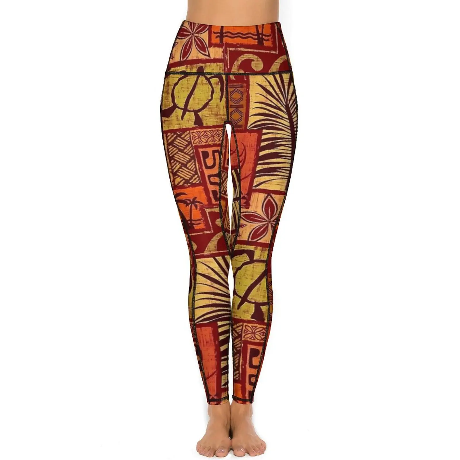 Pantalones de Yoga con estampado hawaiano Vintage, mallas con bolsillos, mallas deportivas de Yoga bonitas y sexis de cintura alta, mallas elásticas personalizadas para gimnasio y Fitness