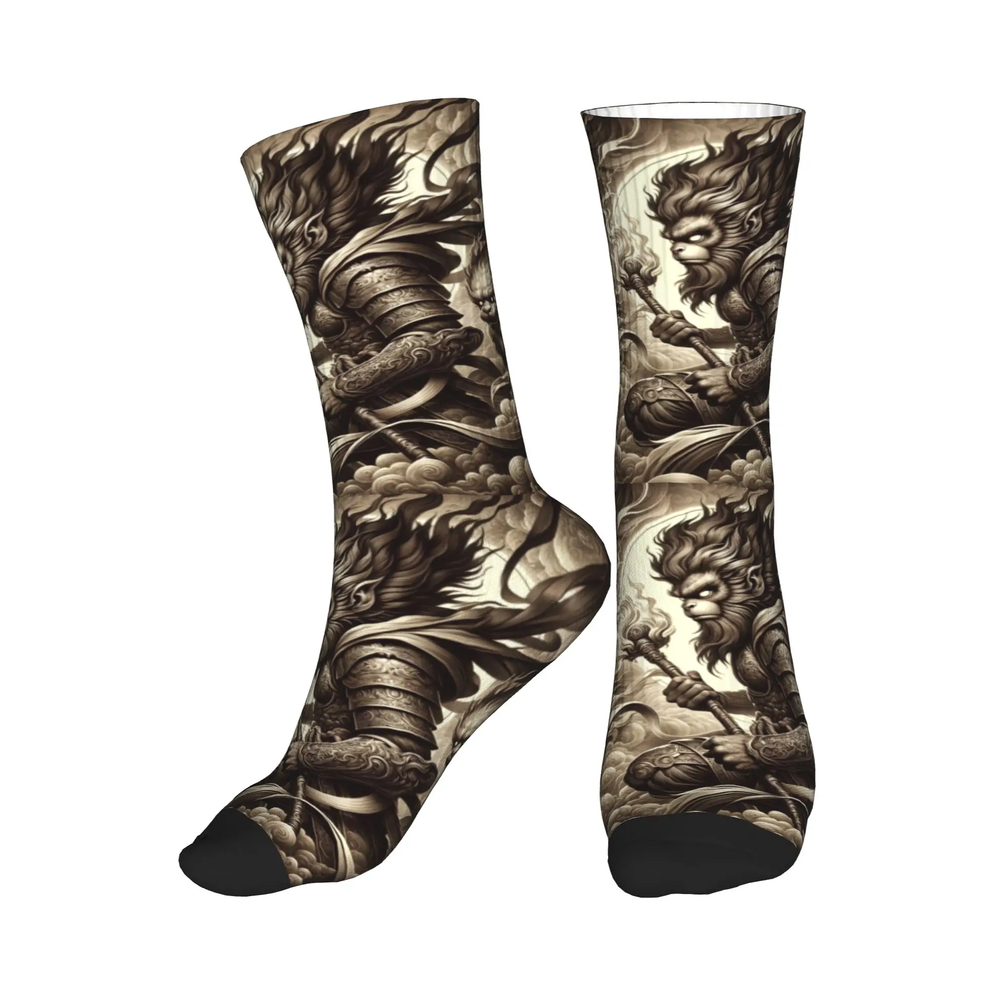 

Novelty Mens Monkey King Wukong Dress Socks Unisex Warm Comfortable 3D Printing Crew Socks