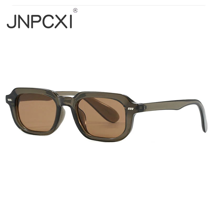 

JNPCXI New Fashion Square Sunglasses Women Black Tea Shades UV400 Retro Trending Men Punk Rectangle Leopard Sun Glasses