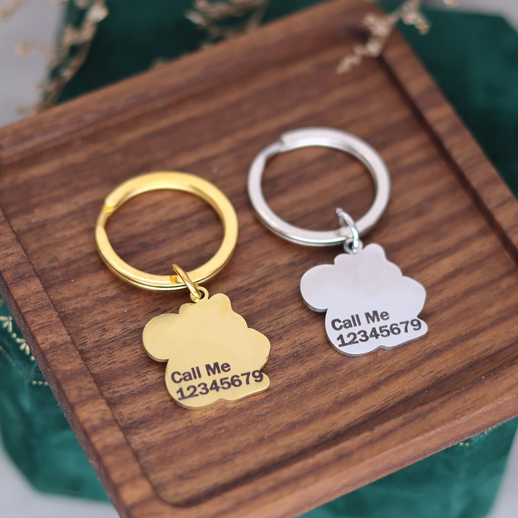 QIAMNI Squirrel Holding Acorn Pendant Keychain For Women Custom Name Number Key Chains Stainless Steel Animal Keyring Gift