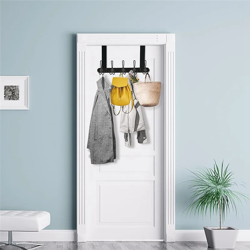 Ultra Matte Black Over-The-Door Metal Coat Rack Kit - Robust, Space-Saving, Easy-To-Install