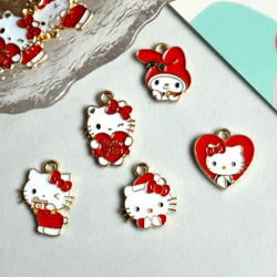 10PCS Cute Cartoon Hello Kitty Sparkling Kawaii Charms DIY Necklace Bracelet Earrings Keychain Accessory Jewelry Component Gifts