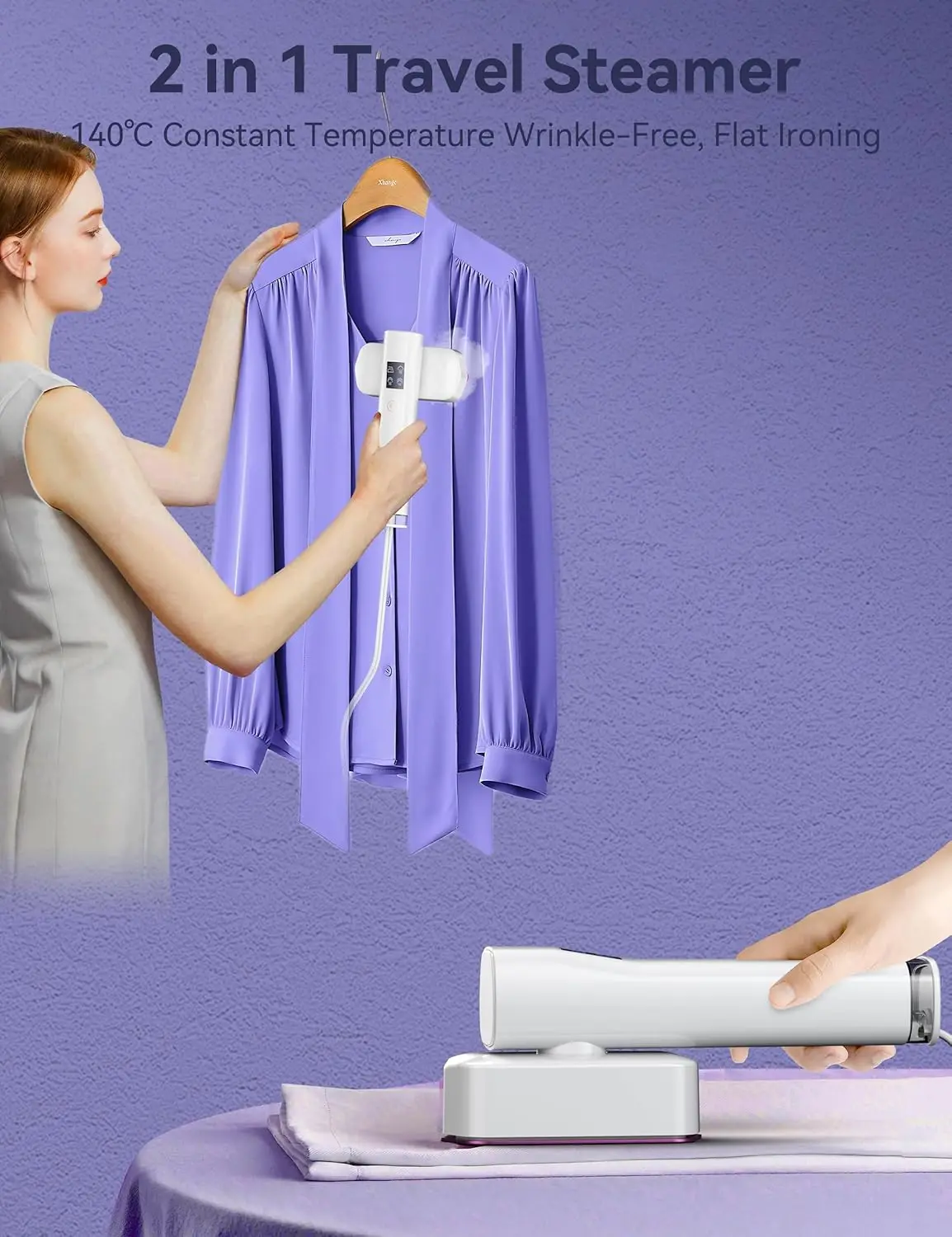 Handheld Garment Steamer, 15s Fast Heat, 35min Runtime, 180ml Tank, Blue