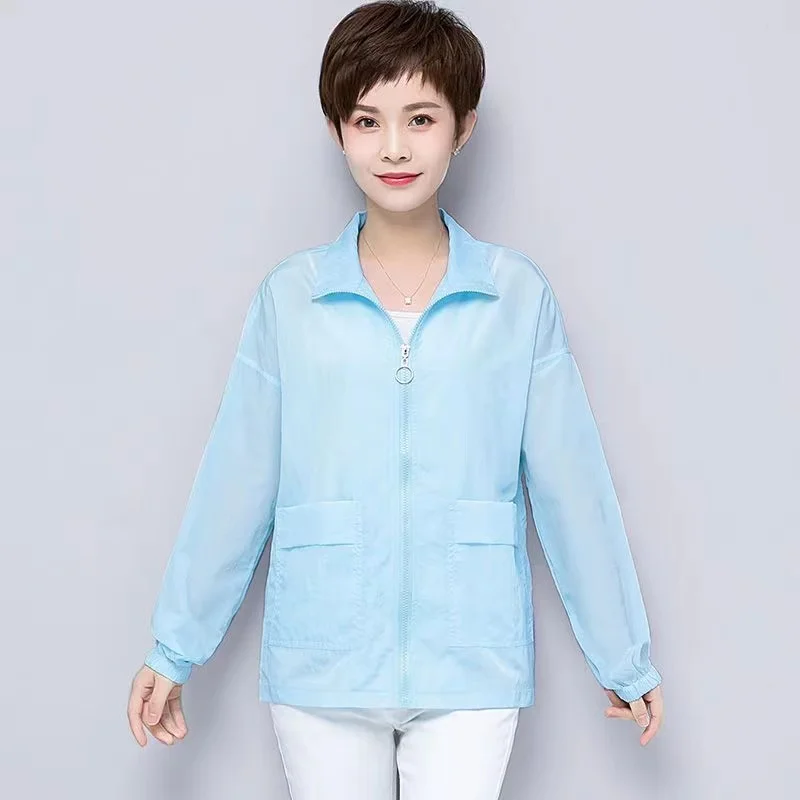 Thin Summer Sunscreen Basic Solid Crop Jacket Women UV Protection Oversize 5XL Coat Casual Loose Outwear Breathable Chaqueta New