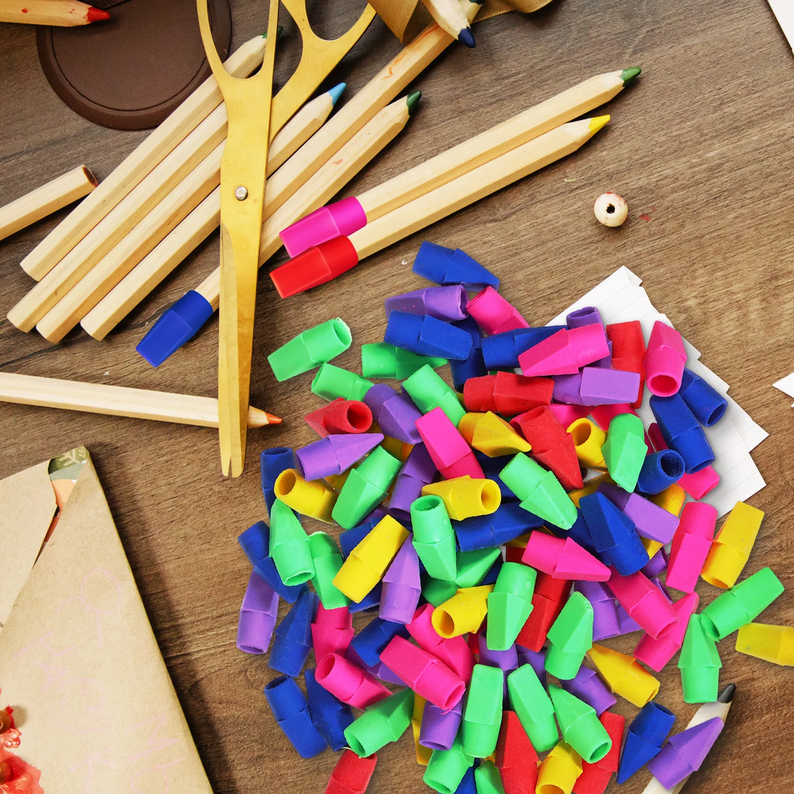 120 قطعة TPR ممحاة قلم رصاص ملون السائبة متنوعة غطاء لطخة الحرة تصحيح يناسب أقلام الرصاص القياسية واقية تلميح الطالب