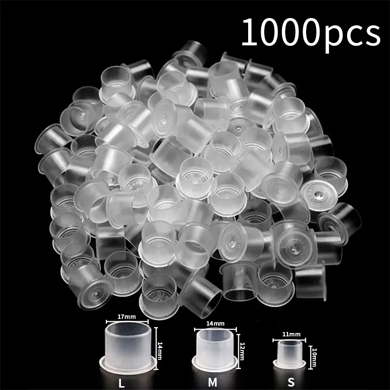 

1000PCS TRO Tattoo Ink Cups With Base Plastic Disposable Pigment Clear Holder Container Cap Permanent Makeup Tattoo Accessory