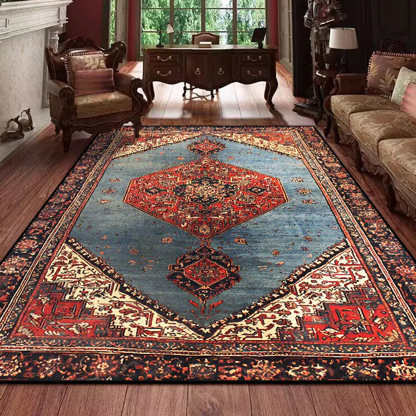 Retro Persian Carpet for Living Room Boho Decor for Room Balcony Rug Large Luxury Red Bed Decoration Home Mats Bedside