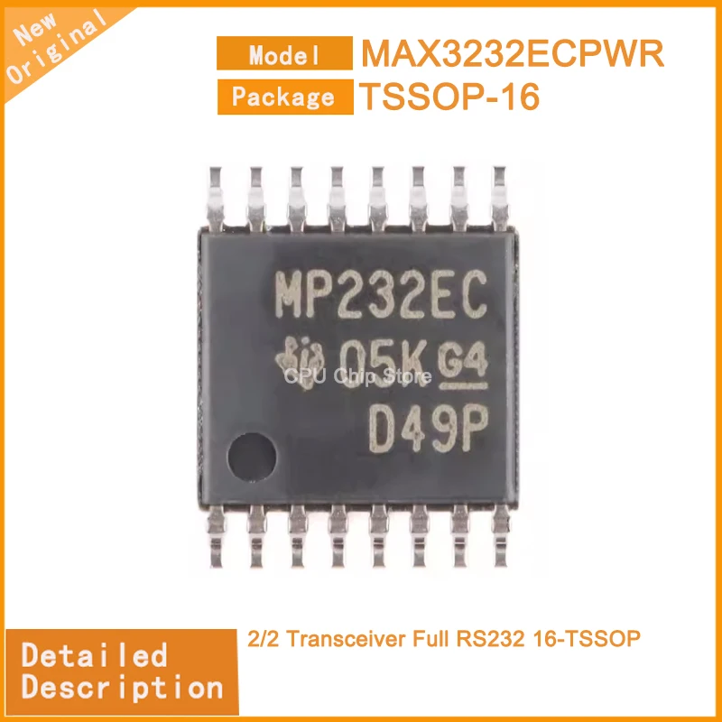 10~100PCS  New Original  MAX3232ECPWR  MAX3232 2/2 Transceiver Full RS232 16-TSSOP