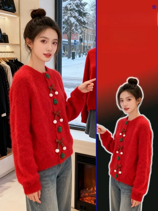 

Вязаный свитер для женщин больших размеров с круглым вырезом, облегающий, с декоративным узором, мягкий, для полных фигур, весна-осень, стройнящий эффект