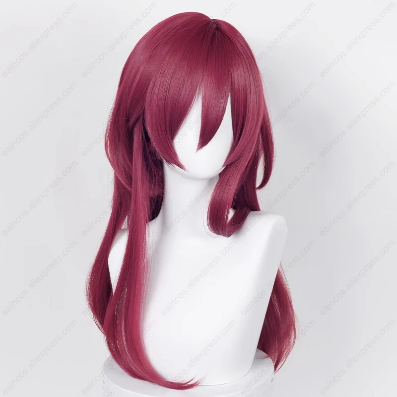 Wig Cosplay Game ES Eden Ibara Saegusa, Wig sintetis tahan panas rambut mawar merah gelap 35cm/70cm